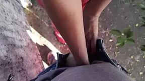 indian girl roleplays with hubby outdoors! bent over doggy creampie pounding 😏🌳