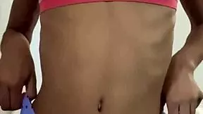 Can tiny 18yo's plump pussy swallow her own cute panties whole?