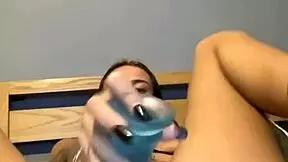 this slutty goth teen just loves pounding her little tight ass until she squirts cum everywhere