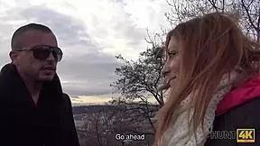 hunt4k redhead's belly drips sperm after fingering and fucking for cash pov