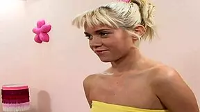 wanna see this blonde teen bent over taking huge cock doggystyle till cum covered face?