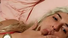 Alina Modelista wakes horny, gropes small tits, masturbates to massive squirt everywhere!