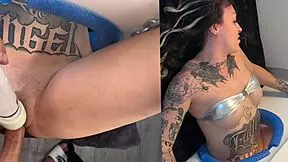 tatted college babe millie millz at glory hole with teddy tarantino