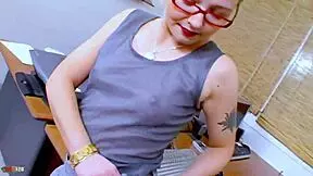 little blonde maeva blue bends over office desk for rough anal pounding.