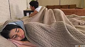 Girlfriend's stepmom joins threesome after catching us fucking her hard