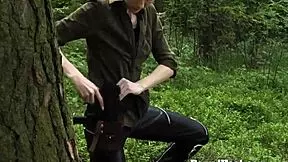 curvy lesbian slave gets caught outdoors, tied tight by mistress for punishment