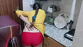 Horny indian stepmom bent over kitchen doggystyle hardcore cumshot dirty talk