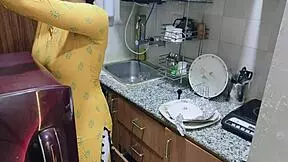 Horny indian stepmom bent over kitchen doggystyle hardcore cumshot dirty talk