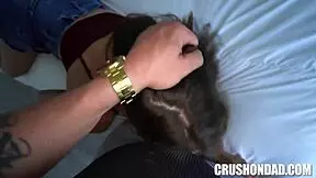 selena's learning new blowjob tricks on stepdad ike's huge shaft