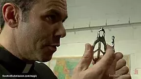 priest whips bound bully slave then punishes with big cock rough anal bdsm deepthroat