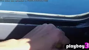 blonde lesbian babe flies naked showing perfect big tits outdoors