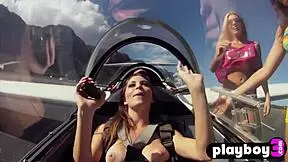 blonde lesbian babe flies naked showing perfect big tits outdoors