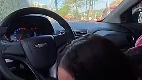 Kriok catches novinha sucking cock in car daylight turns into face fuck