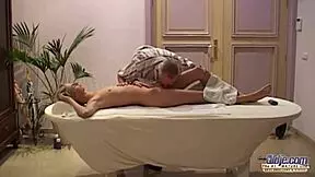 Naughty grandpa deepthroats teen on desk then fucks hard swallowing cum