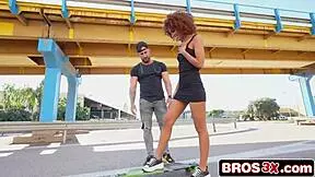 Hot brazilian latina bends over longboard takes public anal pounding orgasm