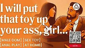 Teacher dominates student with anal toys at home.