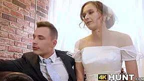 Beautiful bride bends over fucks stranger doggystyle while hubby watches cuckold