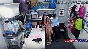 asian office slut feigns disability stripped ripped clothes punished rough in garage shop by burglar