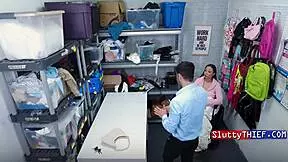 asian office slut feigns disability stripped ripped clothes punished rough in garage shop by burglar