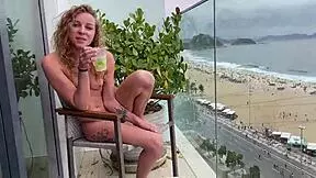 petite brazilian takes anal creampie on rio balcony