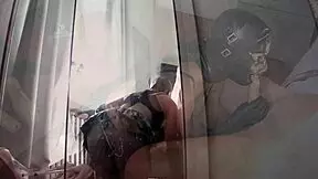 brunette milf delivers detailed perfect body blowjob mirrored with swallow