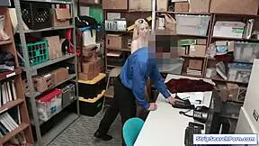 Stripsearchporn com officer rips clothes strips and fucks hairy teen shoplifter's pussy at work