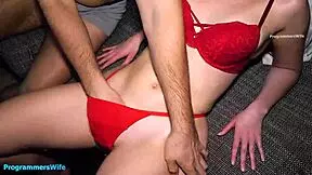 her huge natural tits bounce wildly during intense lubed missionary pounding until hot cum splatters her belly