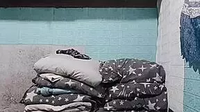 Your sexy petite asian roommate strips panties in dorm getting super horny