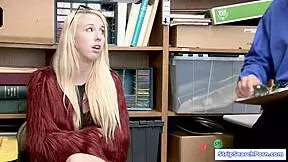 Stripsearchporn com officer rips clothes strips and fucks hairy teen shoplifter's pussy at work