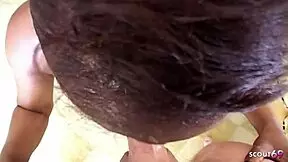 damn, these saggy tits ebony milf gags sloppy on my cock before massive facial blast