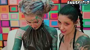 god these inked goth babes fist each other in latex skirts squirting everywhere