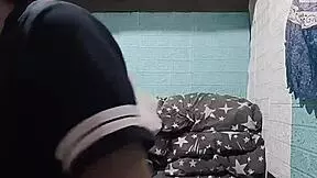 Your sexy petite asian roommate strips panties in dorm getting super horny