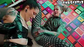 god these inked goth babes fist each other in latex skirts squirting everywhere