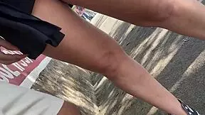 latina teen pigtails skirt no panties flashes public bus outdoor creampie quickie