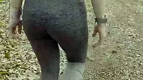 blonde teen begs roommate to stop hiking and creampie her tight pussy outdoors