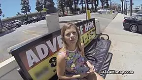 Think big tit teen can handle monster cock from bus stop fuckfest outdoors?