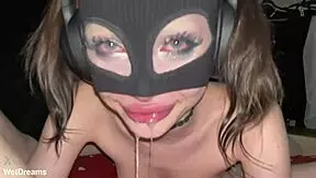 Nicolewet's skinny piss slave throat gagged choked on sloppy deepthroat facefuck cum mouthful domination