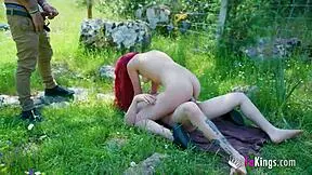 Astounding redhead teen 18+ begs guy to join her outdoor natural tits fuck now?!