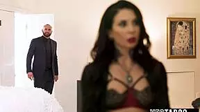 Sly housewife surprises husband with blindfolded hooker treat