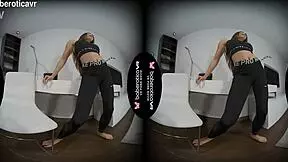 Curious how shy teen Miledy teases shaved pussy with toy?