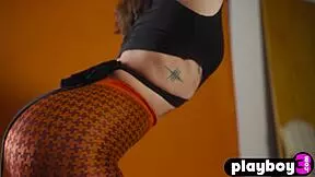 Big ass teen model poses hot in lingerie before stripping naked