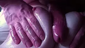 Friend's Wife Tits Oiled for Slow Motion Big Cock Fuck!