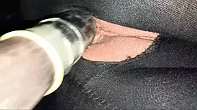 Wet pink pussy amateur takes triple anal pounding on street?