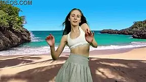 that cheeky teen dances panty-free on beach flashing her tight pussy lips