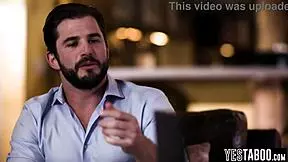 Tiny tattooed blonde rides hung stud's massive cock wildly