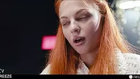 Redhead maid freezes asian babe turning her into obedient fuckdoll for wet licking and scissoring