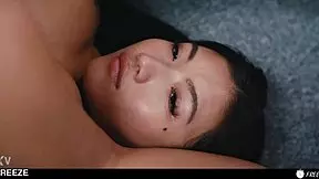 Redhead maid freezes asian babe turning her into obedient fuckdoll for wet licking and scissoring