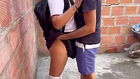 horny student fucked standing in dead-end alley after school 🍆💦