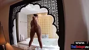 Real Thai wife tempts hubby with her natural tits for a steamy quickie fuck