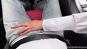 Young fuck doll Layla Jenner slurps Jules' cock then takes deep dick down her throat